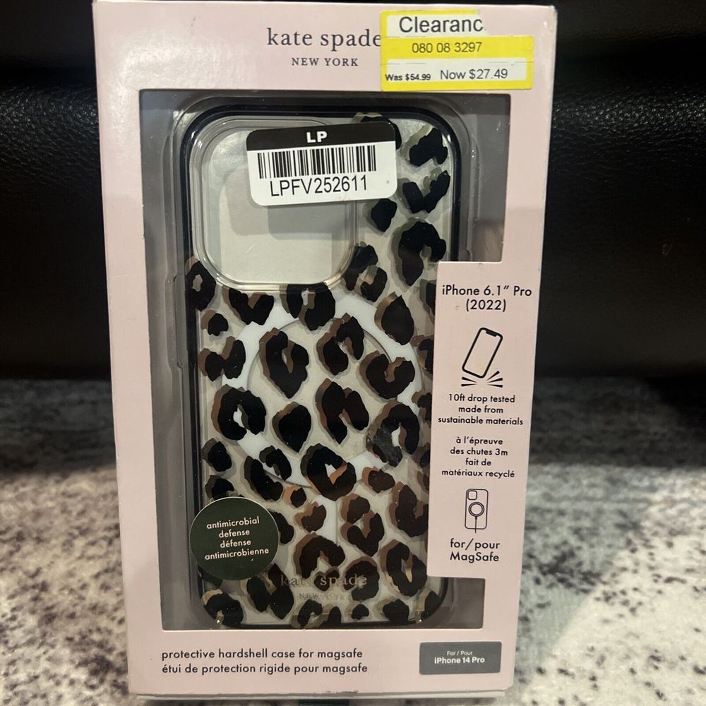 Kate Spade Hardshell Magsafe Case iPhone 14 Pro (6.1" Large Cam) Leopard Black